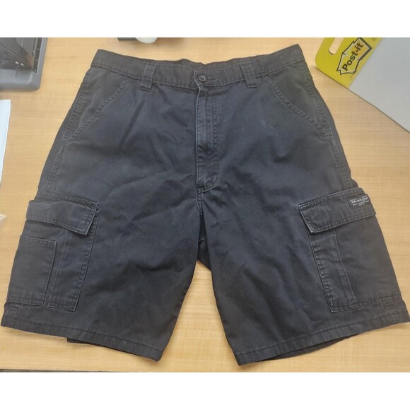 Wrangler Cargo Shorts Mens 34 Black 100% Cotton Authentics Relaxed Fit Utility - Picture 1 of 6